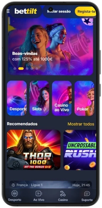 Site oficial da Bettilt aberto no browser Android