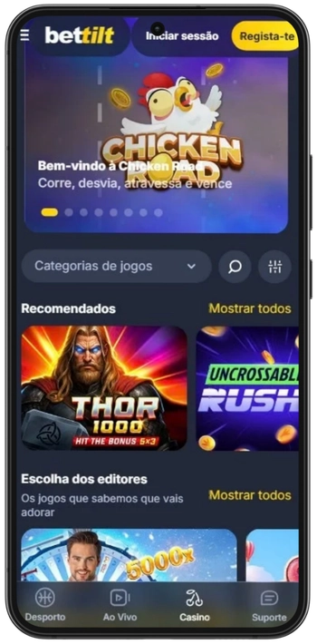 Jogos de casino disponíveis na Bettilt app