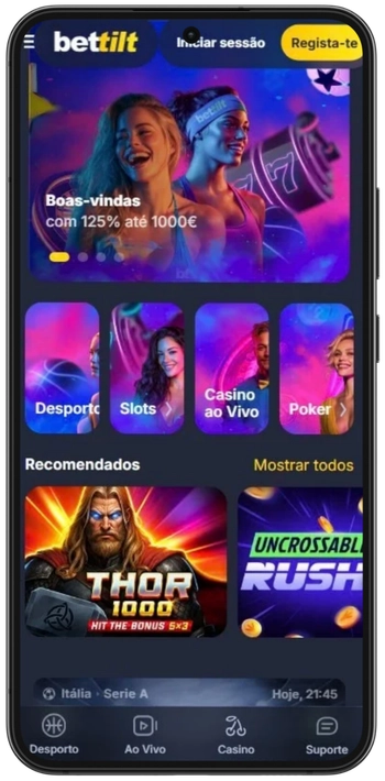 Aceder ao site ou app Bettilt no browser ou telemóvel